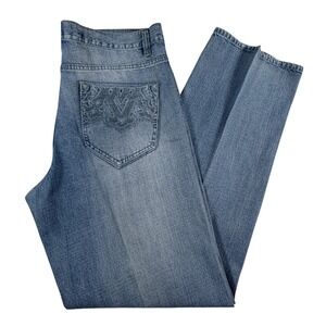 Vintage Avirex Mens 36 X 34 Light Wash Straight Leg Embroidered Jeans Blue Y2K